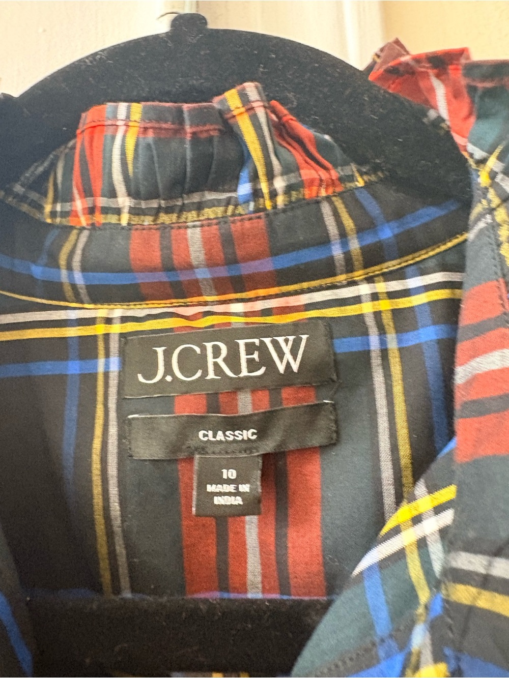 J. Crew Men's Plaid Button-Down Shirt in Red, Blue, Yellow, Black